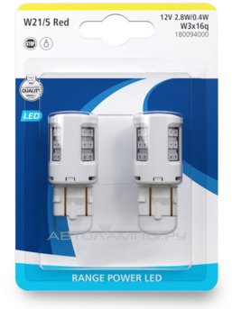 W21/5W 12V-LED (W3x16q) Red 2.8/0.4W Range Power LED (бл.2шт.) 18009