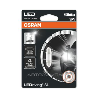 C5W 12V-LED (SV8,5) 6000K 0,6W Cool White LEDriving SL 3 ���. (��.1��.) 6418DWP-01B