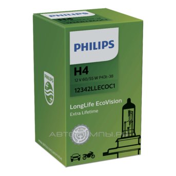 H4 12V- 60/55W (P43t) (������. ���� ������) LongLife EcoVision 12342LLECOC1